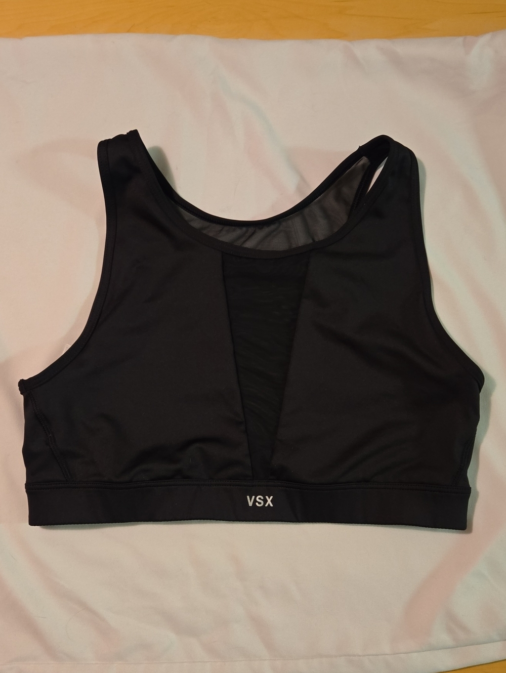VSX Black Mesh-Inset Racerback Sports Bra